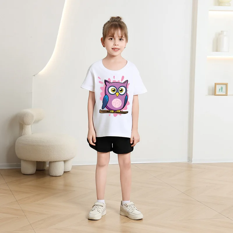 

Summer Baby Children Sweet T-shirt Cartoon Printed Top Kids Clothes Baby Girls Cute Short Sleeve Crewneck T-shirt Kid Wear