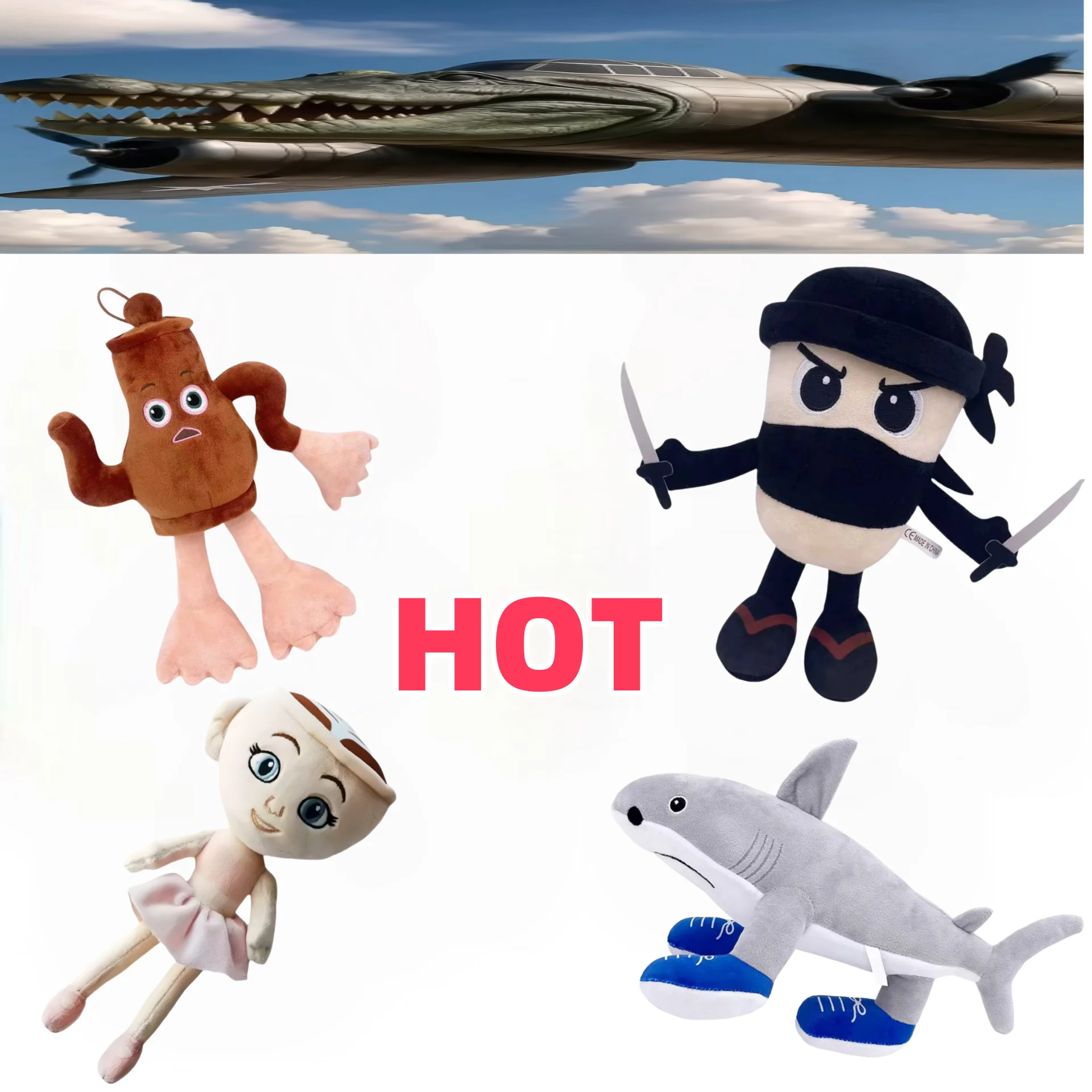 

НОВАЯ плюшевая кукла HOTTralalelo Tralala HOT Tungtungtung, итальянская Brainrot Al Tralalero Tralala, мягкая подушка, игрушки на заказ