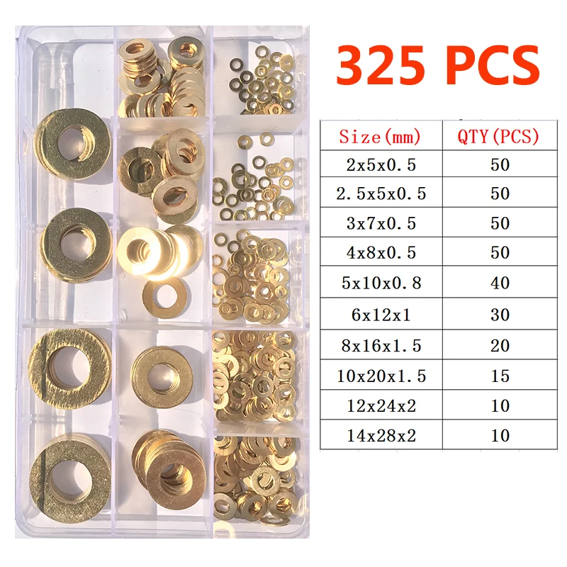 Медная Прокладка, Стандартная прокладка, латунная прокладка, 325 шт./комплект, M2 M2, M2, 5, M2, 14, прокладка Meson, прокладка из листового металла