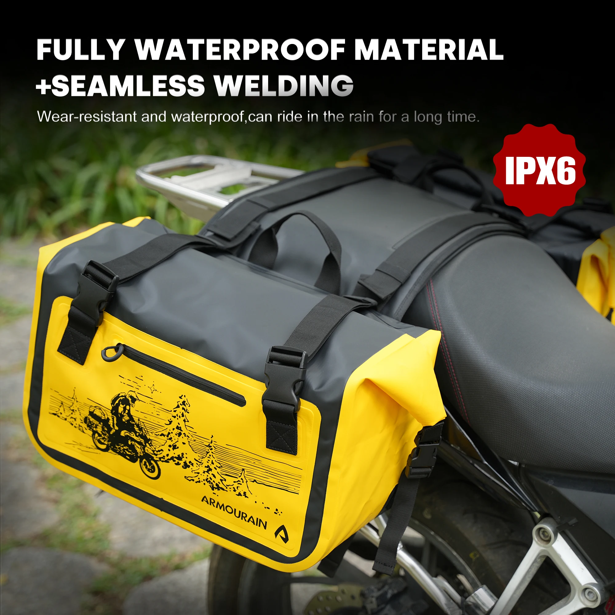

30L *2 Waterproof Motorcycle Side Bags Saddle Bags Helmet Bag Rear Seat Bag Tail Bag Luggage Bags Motorbike Riding Gear