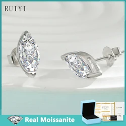 Trendy Horse Eyes Cut Moissanite Diamond Stud Earrings for Women 1-2ct D Color with Certificate 925 Sterling Silver Fine Jewelry