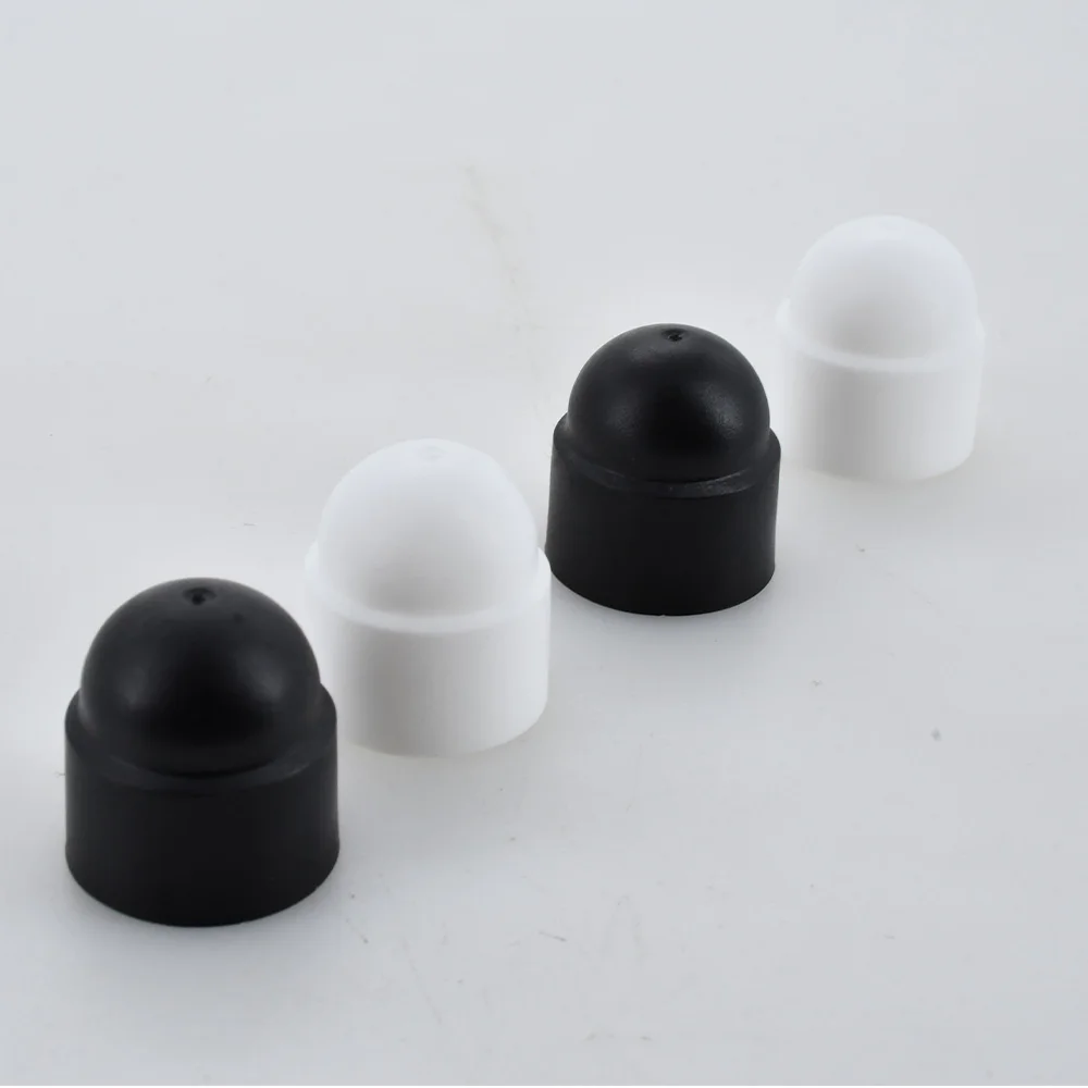 M4-M24 Black White PE Protection Cover Cap Nut Dome Socket Hex Acorn Plastic Hexagon Bolts Nut For Car Wheel Exterior Decoration