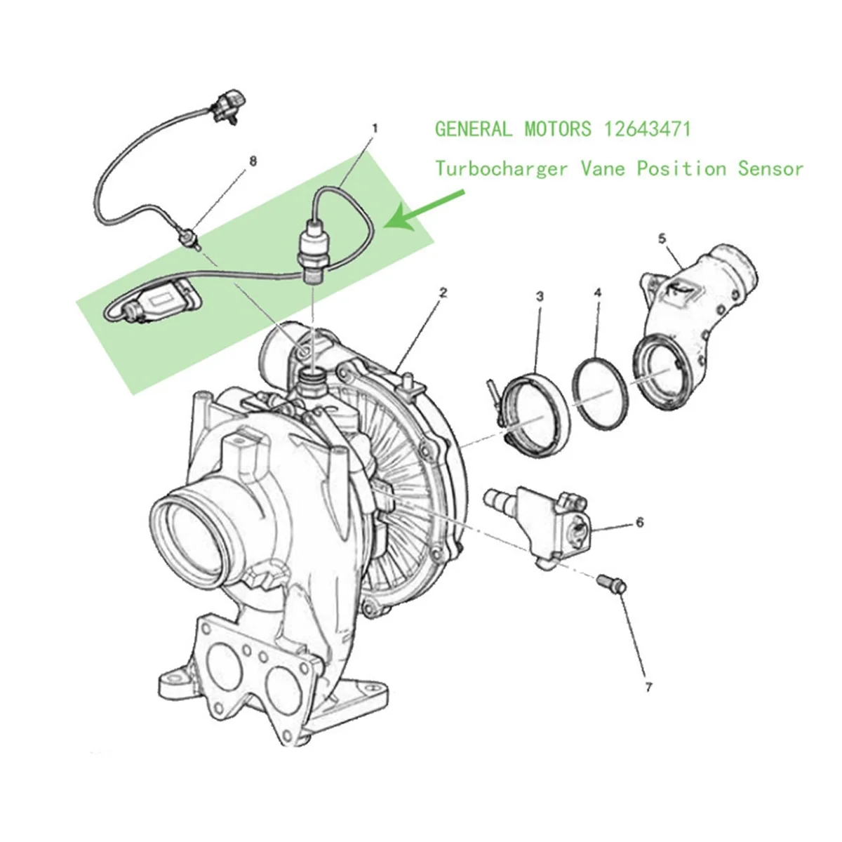 

1Set Diesel Turbo Charger Vane Position Sensor 904-235 2643471 for Chevrolet GMC Duramax LLY LBZ Lmm LML 6.6L 12635324