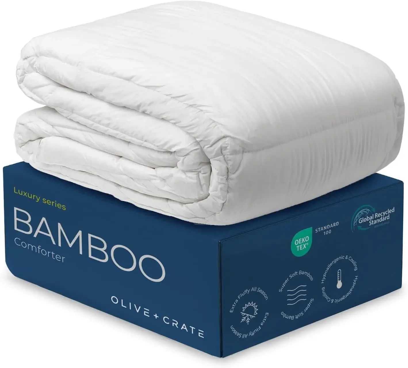 100% Viscose from Bamboo King Size Comforter, Cooling Duvet Insert, Down Alternative Blanket, Extra Fluffy, White Cooling Comfor