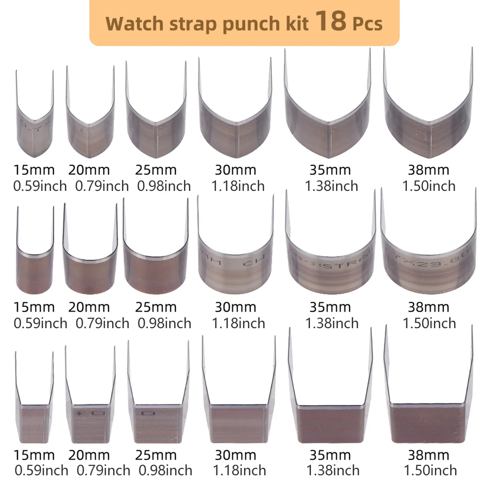 لحقائب اليد والأحزمة والأشرطة التي يمكنك صنعها بنفسك، تتضمن أشكال V ومربعة ومستديرة 18 قطعة من مجموعة الثقب الجلدية، قوالب قطع من الفولاذ الكربوني العالي