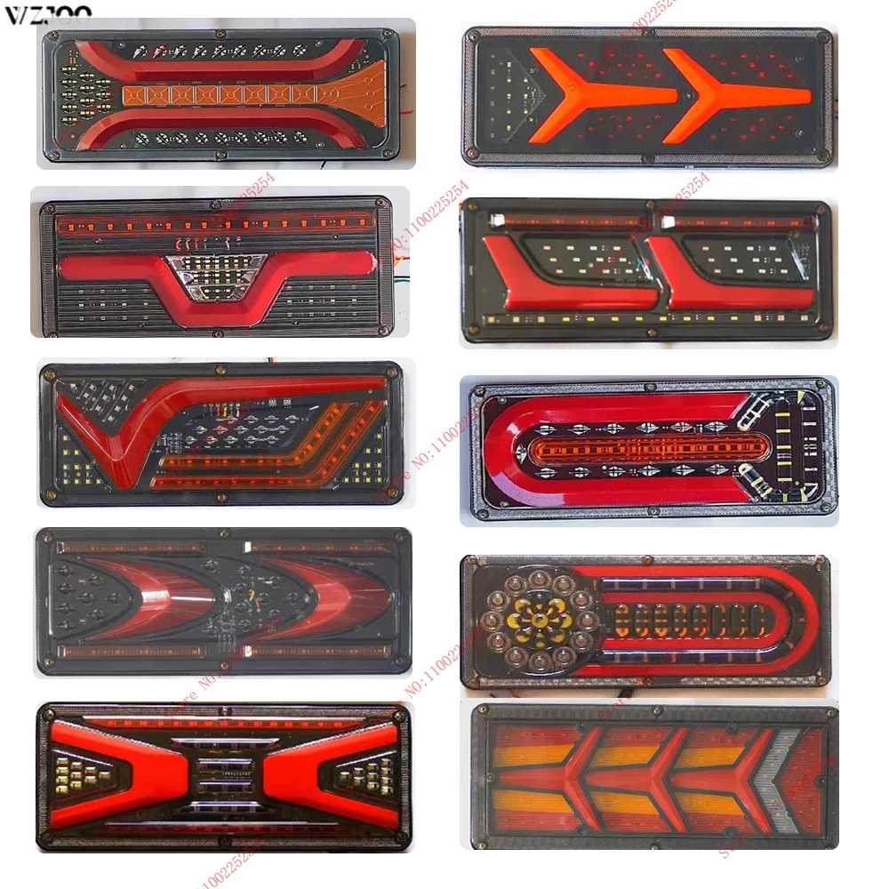 2PCS 12V 24V Waterproof Universal Truck LED Rear Taillight Boat RV Caravan Van Flow Steering Brake Reversing Traffic Fog Lamp