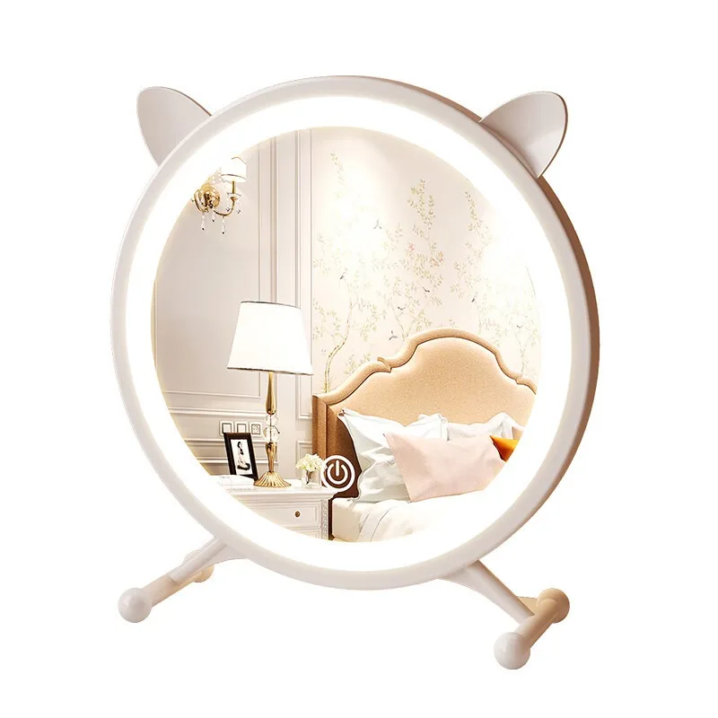 

Makeup bedroom desktop led with lamp dormitory ins wind vanity large desktop desktop round