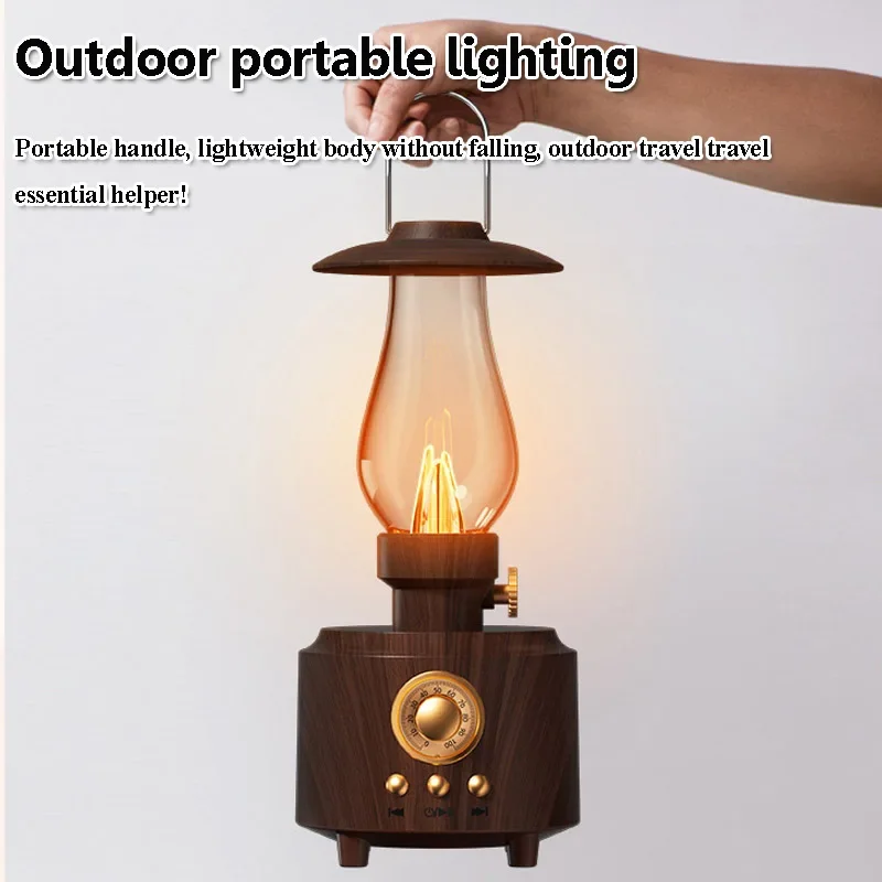 Retro FM Radio Vintage Bluetooth Speaker Atmosphere Light Shocking Bass Sound Box Music Player Support TF Card USB Home Deco