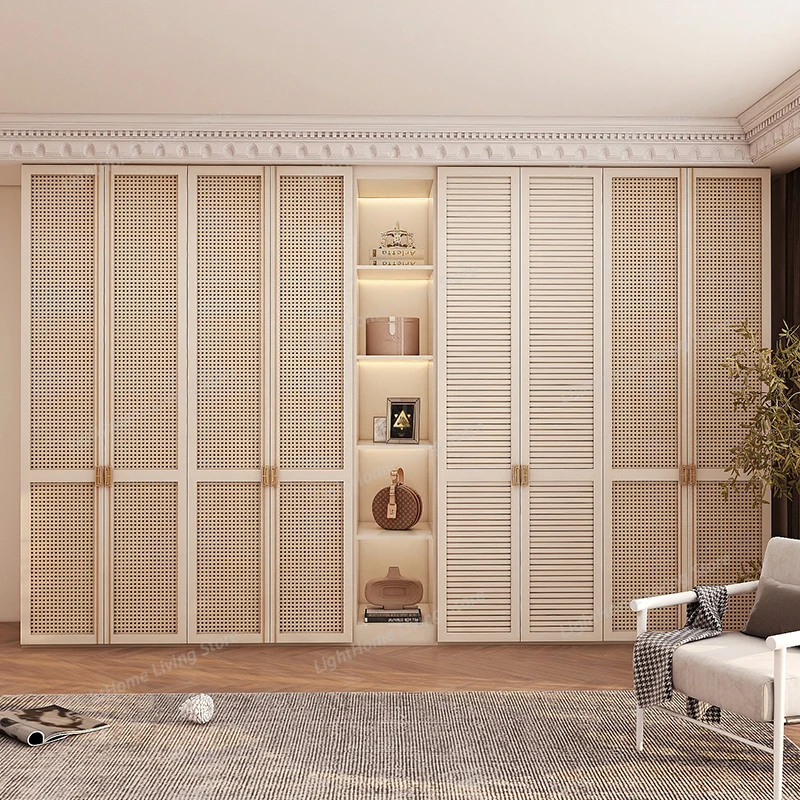 Drawers Light Glass Closet Rattan Luxury Women Clothes Storage Bedroom Wardrobe Organizer Cabinets Guarda Roupas Furniture