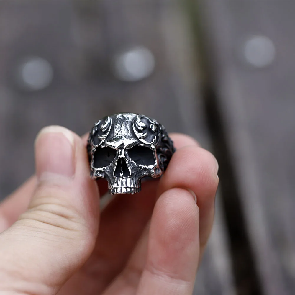 NEW Men\'s 316L stainless-steel rings Retro Skull Head Vintage gothic punk high-quality Jewelry Gifts free shipping