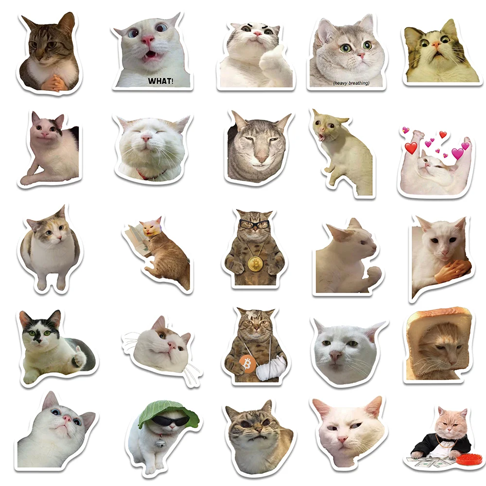 50pcs Cute Cats  Funny Graffiti Stickers Cartoon  DIY laptop Suitcase Scrapbook Skate Laptop Bike Waterproof stickers image 4