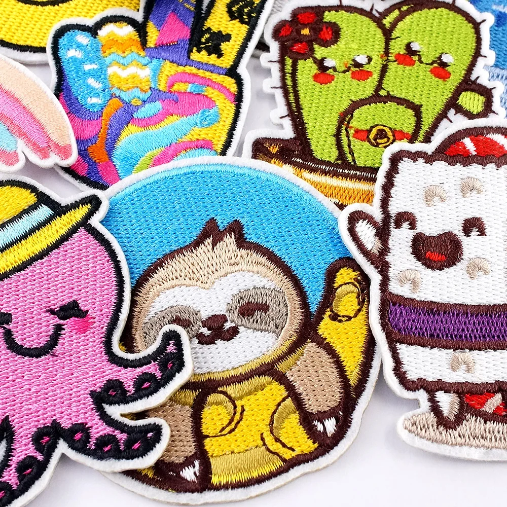 20Pcs/Lot Cartoon Sushi Octopus Decoration Patches for Clothing Embroidery Applique Ironing Sewing Supplies Decorative Patch