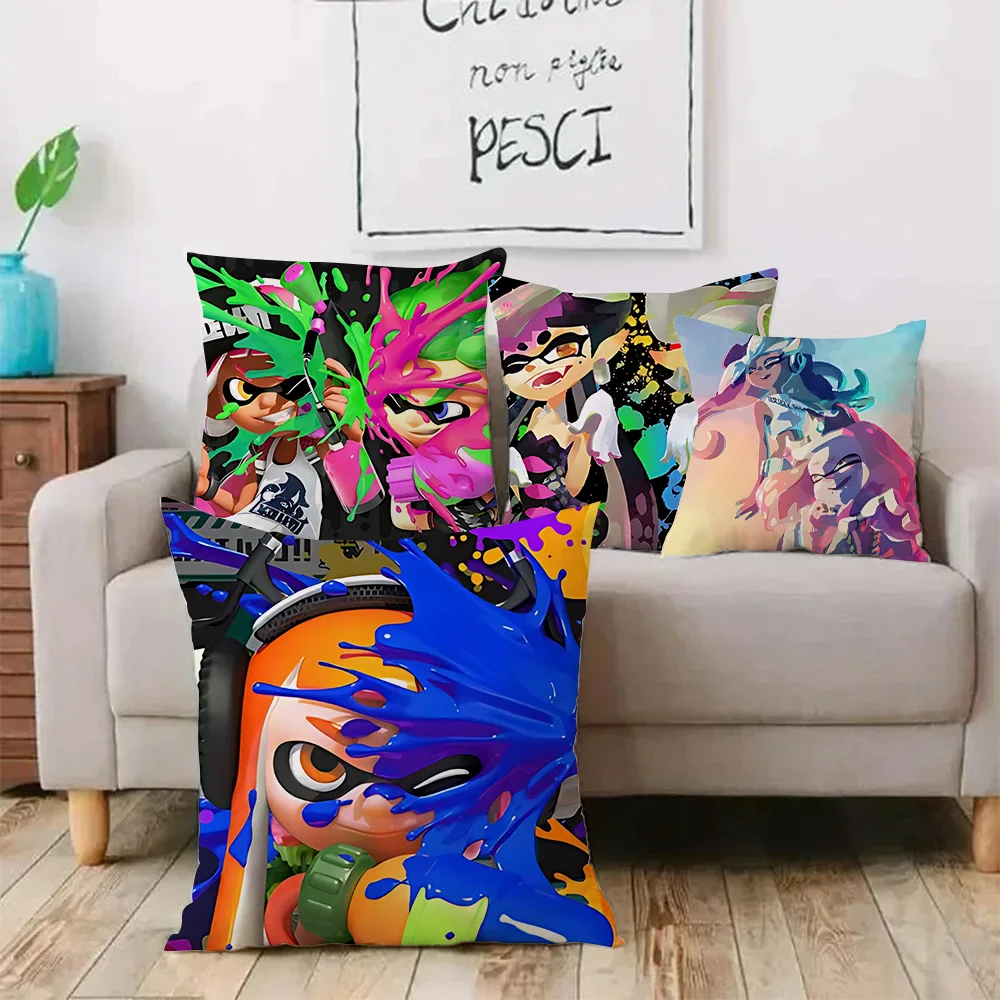 Game S-Splatoon Pillow Covers Cartoon Sofa Decorative Home Double-sided Printing Short Plush Cute Cushion Cover