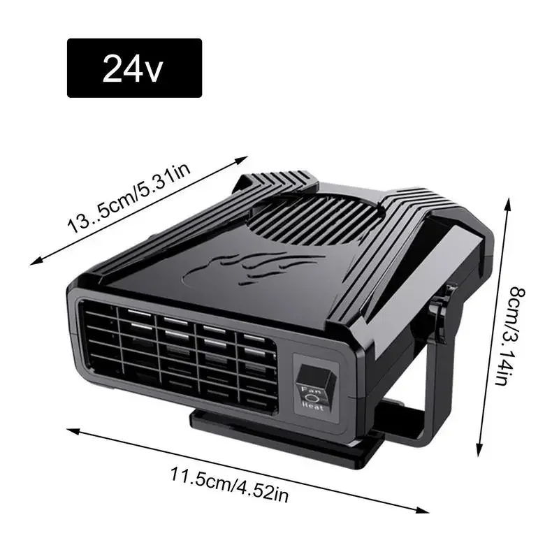 12V/24V 2 In 1 Car Heater Heating/Cooling Fan For Auto Window Demister With Fast Heating 360 Degree Rotation For Truck RV SUV