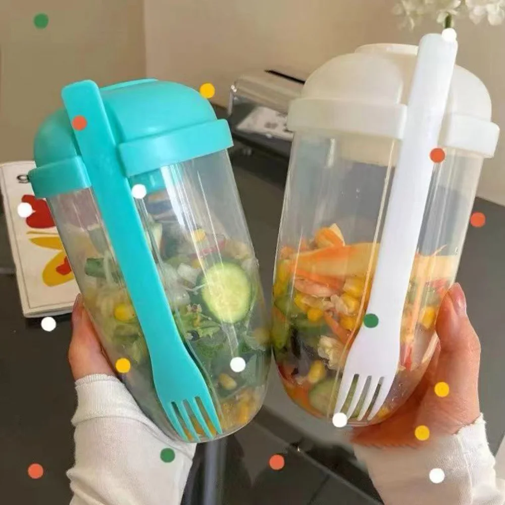 1L Portable Bottle Salad Cup Breakfast Oatmeal Cereal Nut Yogurt Bowl with Fork Sauce Cup Lid Bento Tuppers Food Taper Bowl Lunc