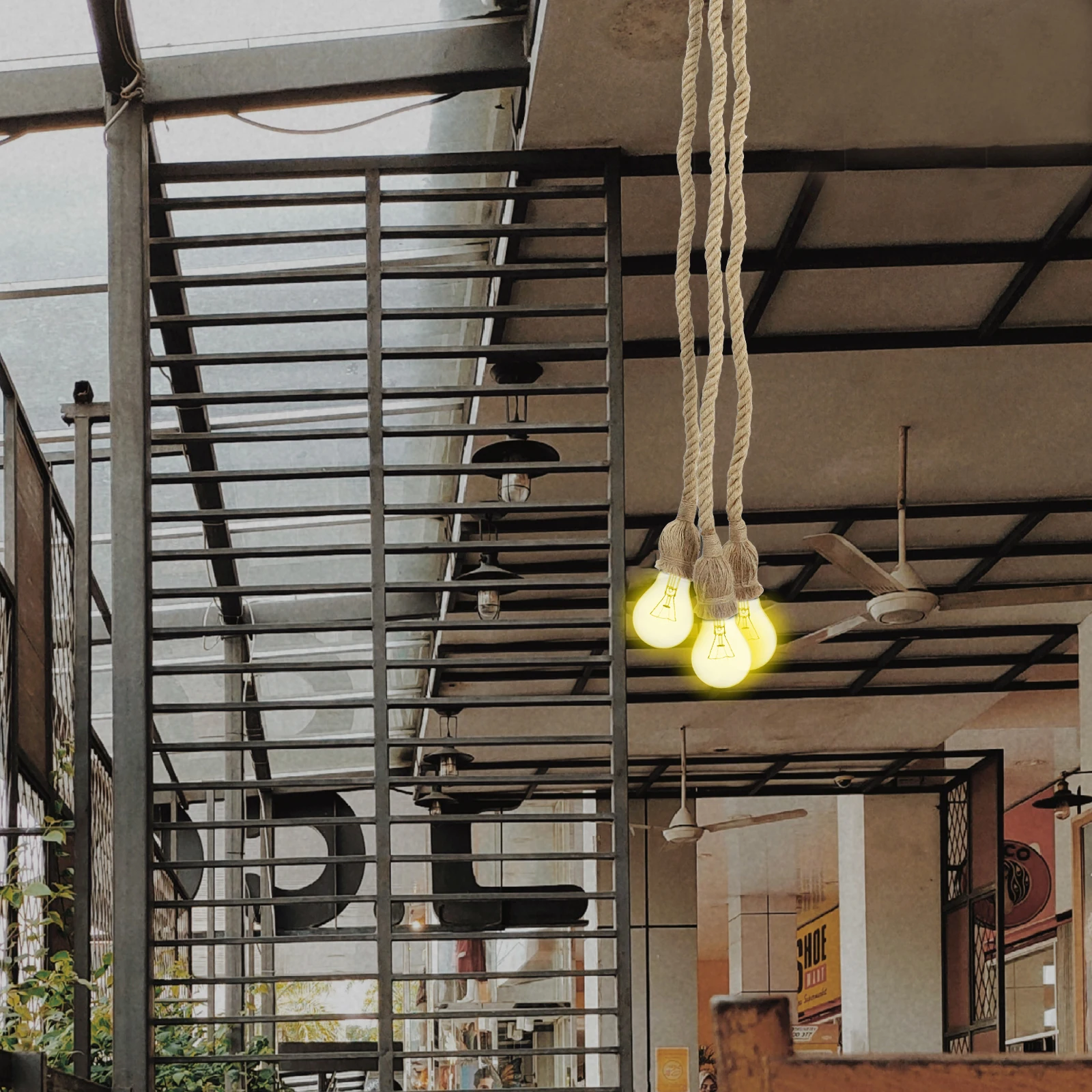 

Rope Pendant Light Cord Pendant Light Cafe Bar Hallway Adjustable Height Copper Iron Lamp Cord Socket Base