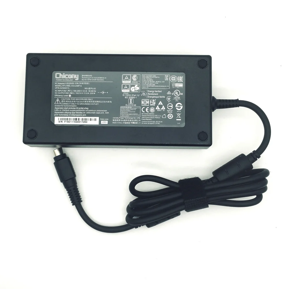 純正-195v-230w-a12-230p1a-a230a003l-adp-230eb-t-fsp220-aban1-電源アダプター充電器-clevo-ゲーミングラップトップ-p770dm-p770dm-g-p-用