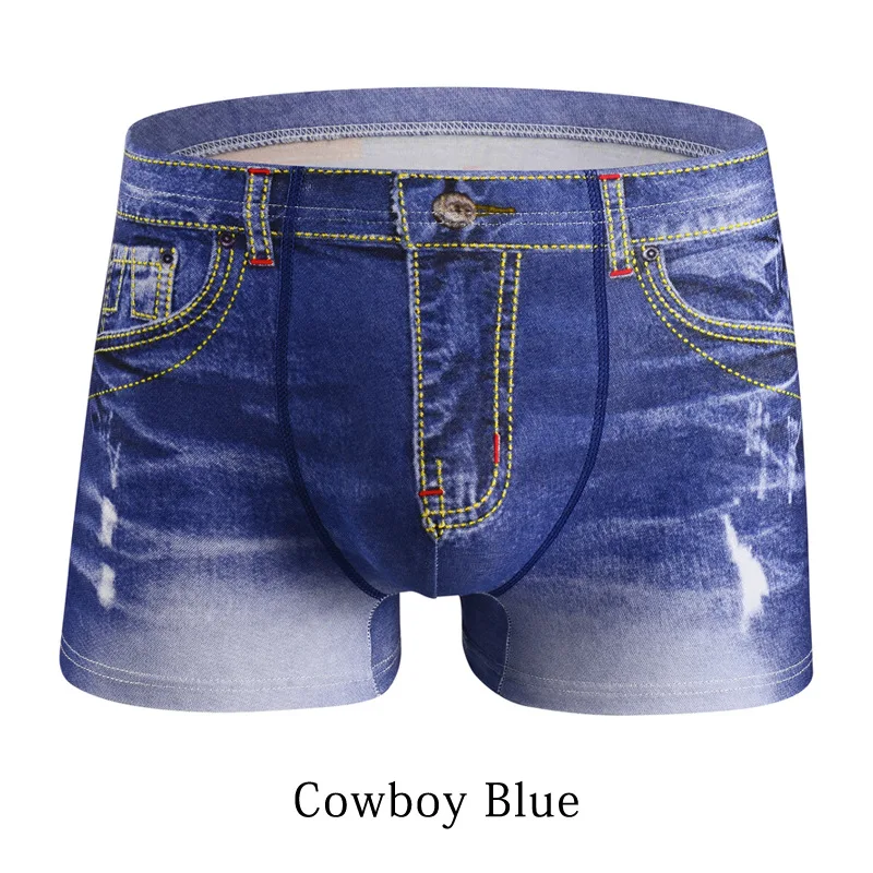 Brand Men Denim Underwear 3D Sexy Boxer Shorts Jeans Shorts Classic Print Boxers Mens New Fashion Cowboy Underpants Trunks