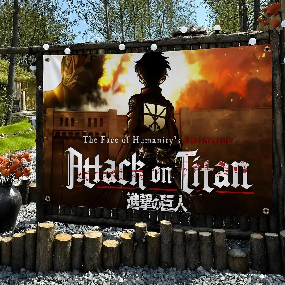 Attack On T-titan Anime Flags Wall Hanging Outdoor Garage Room Decorative Fashion Gift Background