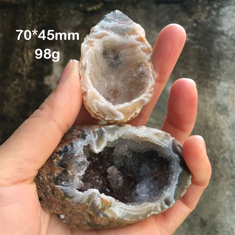 

Pair Natural Geode Druzy Crystal Agate Sardonyx Specimen Stone High Beauty Quality Healing Reiki Minerals Home Decoration