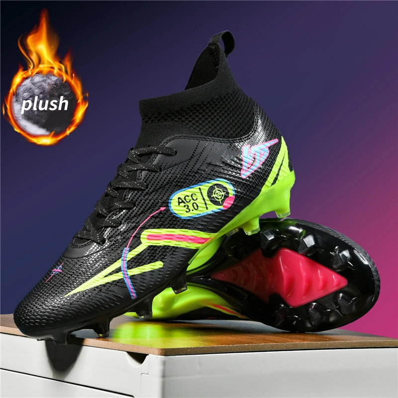 

Men Plush Soccer Shoes Society Cleats Professional Football Shoes Fast Indoor Football Field Boots Warm Winter Sneaker TF/FG