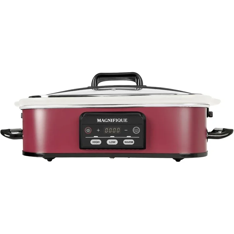 

HOMECOOKIN 4 Quart Casserole Programmable Slow Cooker with Ceramic Baking Dish, Oven Safe and Bakeware for Lasagna, Roasts (Red)