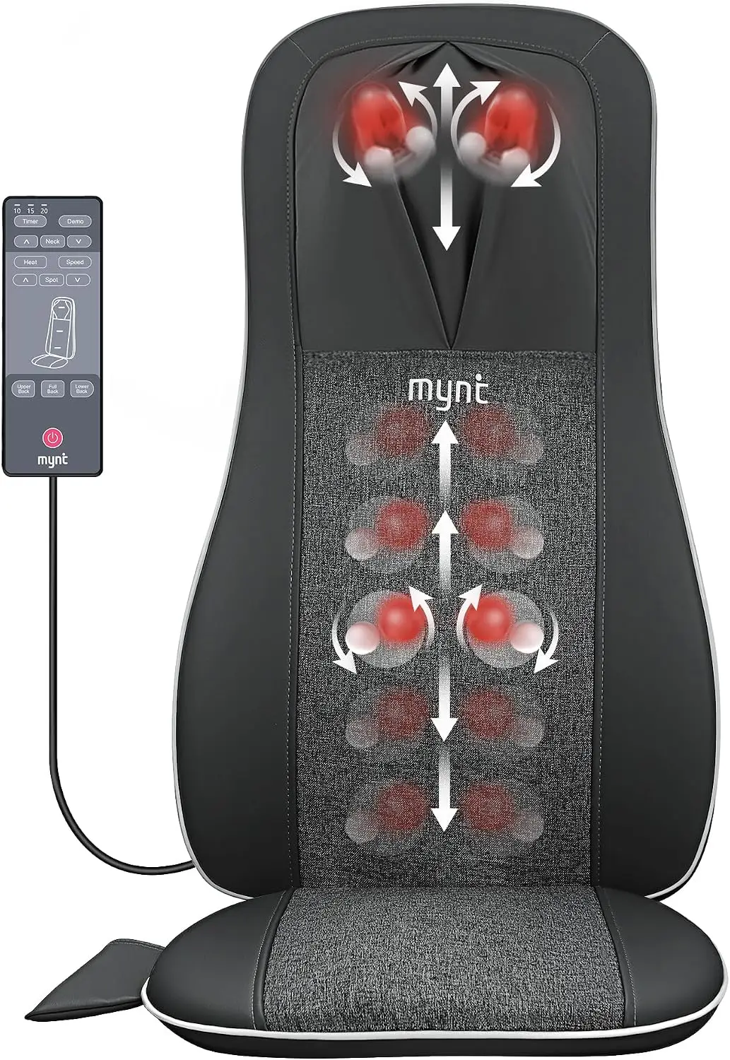 Shiatsu Neck & Back Massager with Heat, Back Massager for Chair, Black | 3D Kneading Full Back Massager for Pain Relief Deep Tis