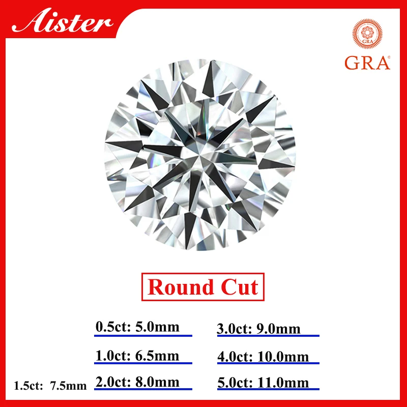 NONE D Farbe Moissanit Stein rund / oval / Birne / strahlend / Smaragd / Herz / Prinzessin / Kissen / Asscher / Trilliantschliff 1,0-5,0 ct 4