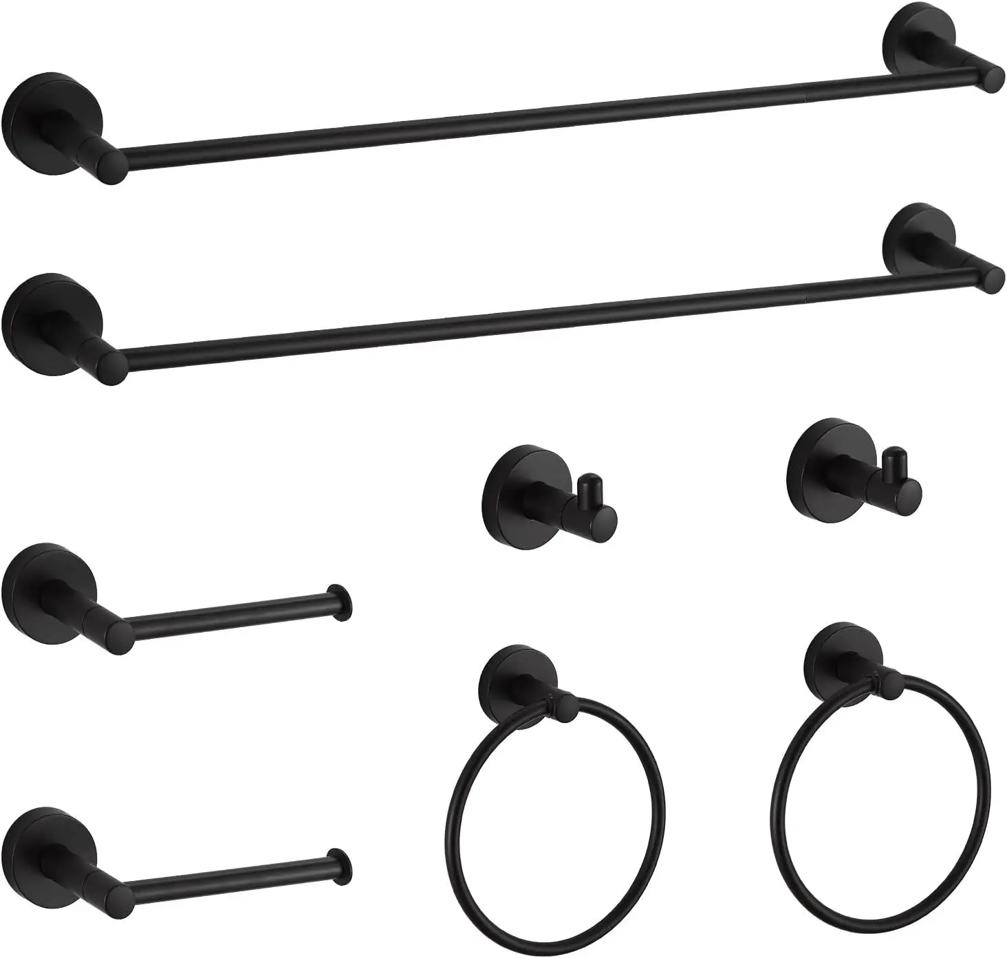 

8-Piece Matte Black Bathroom Hardware Set with Adjustable Towel Bar, Rust-Resistant