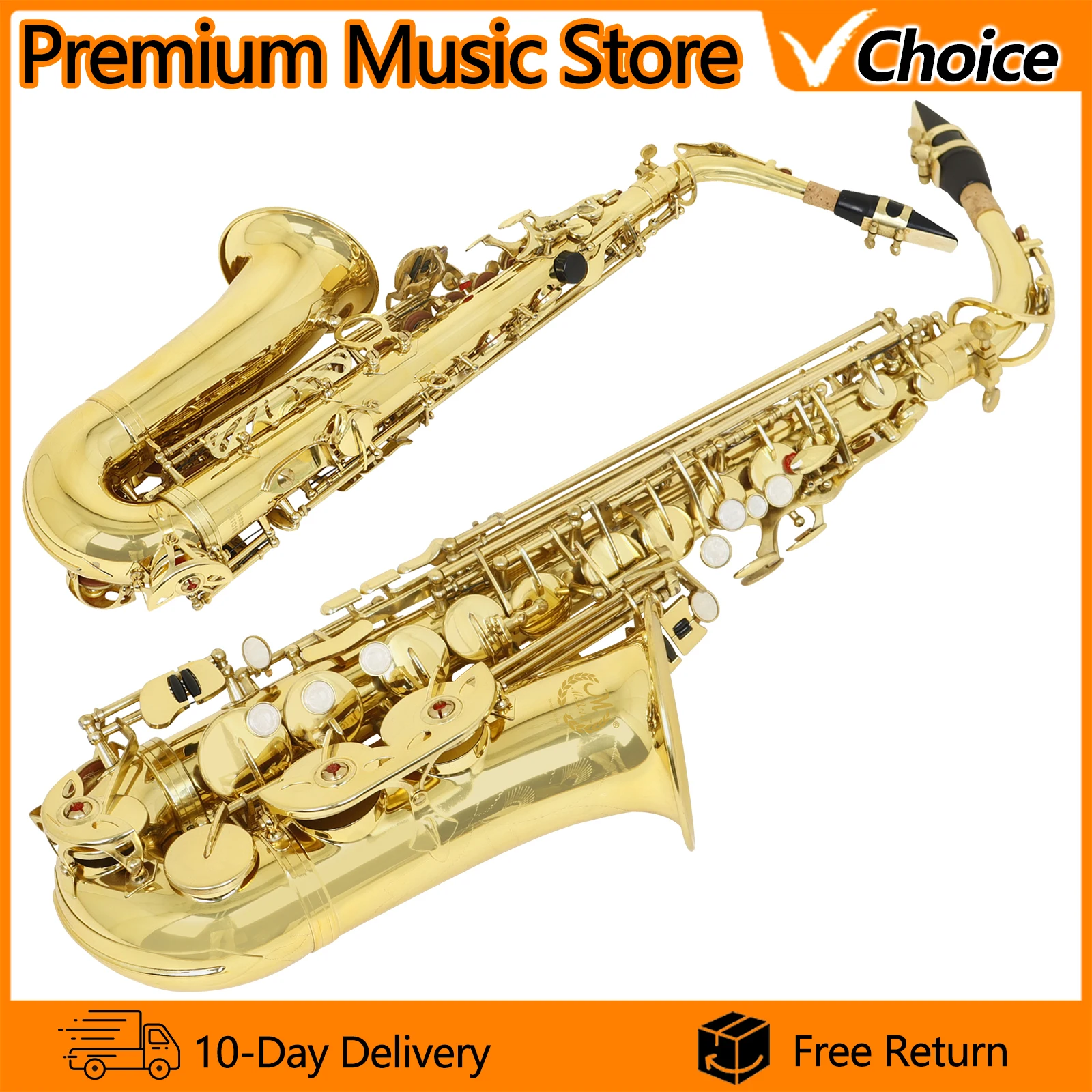 

Alto Saxophone Eb E Flat Sax Brass Woodwind Music Instrument With Case Mouthpiece Gloves Brush Accessories & Parts