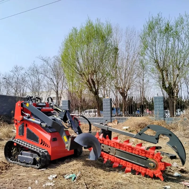 Mini Skid Steer Wheel / Track Loader With Different Attachment Trencher / Auger / Breaker Mini Loader for Sale