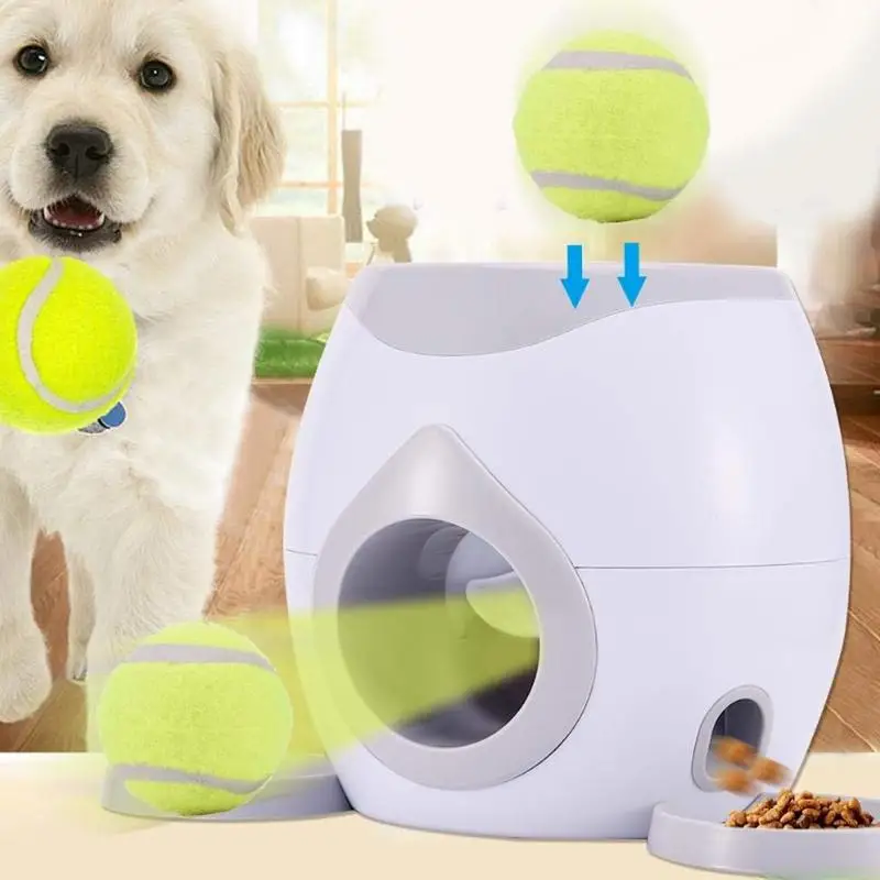 Automatic Pet Dogs Feeder Toy Interactive Fetch Tennis Ball Falls And Rolls Out Launcher Training  Accessories