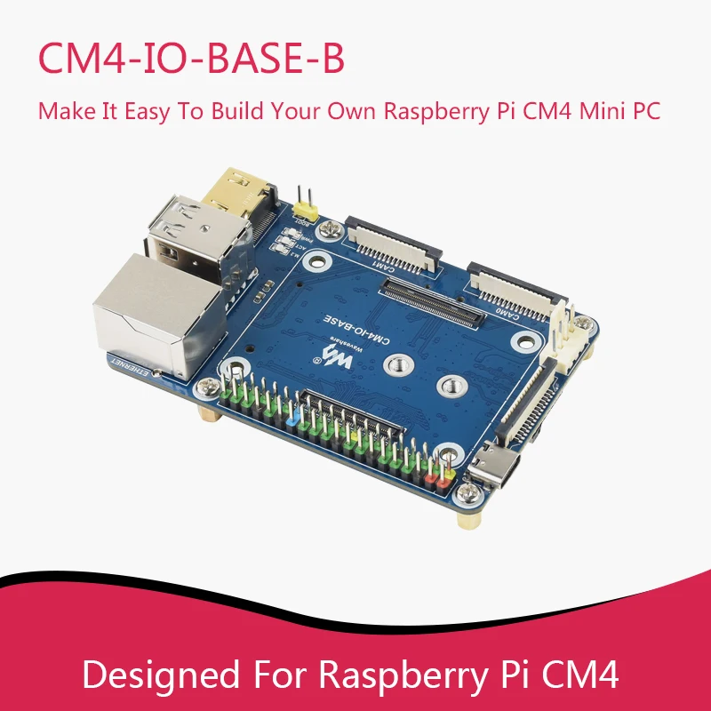 CM4-IO-BASE-B Mini Expansion Board, applicable to Raspberry Pi CM4 Computing Module,Full versionCase Kits Power Supply US/EU