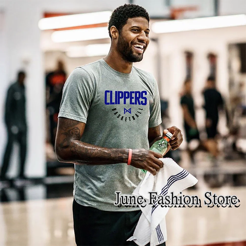 

Summer Men Cotton T-Shirt Paul George Short Sleeve Clothing Men Fashion Sports Ball Team Tops Tees Casual Stylish Streetwear
