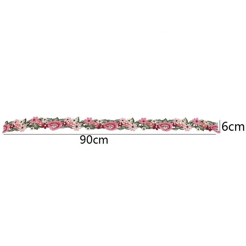 90CM Embroidered Flower Lace Trim Wedding Dress Ribbons Fabric Trim DIY Craft Water soluble Sewing Clothes Accessories