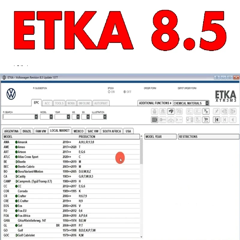 2024 Latest version ET KA 8.5 Group Vehicles Electronic Parts Catalog Support ForV/W+AU//DI+SE//AT+SKO//DA Auto Repair Software