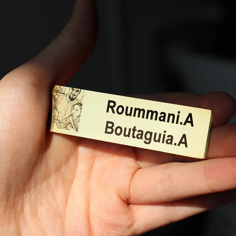 Customized Engrave Photo Text Adhesive Rectangular Plate Mailbox ID Door Tag Plate 70*20mm Stainless Steel Logo Nameplate Brooch