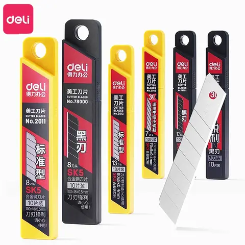 Bilashmart 10Blade/1Box Deli Metal SK5 Knife Blades Set 9/18mm Home School Supplies Art Craft Paper Cutting Utility Knife Cutter Tool