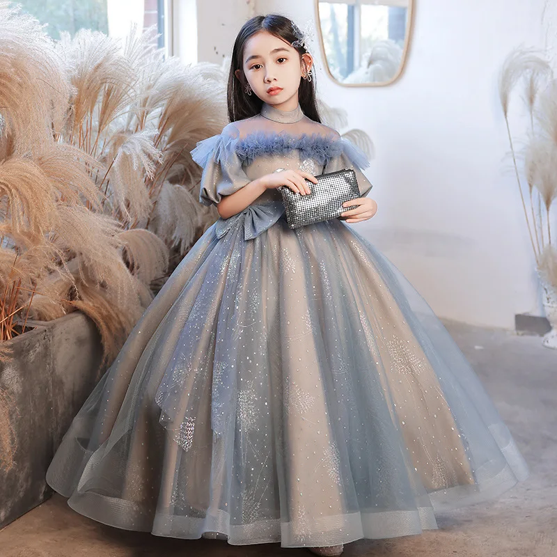 Girls Birthday Dress for Kids Children Princesss Party Dress Sequin Flower Girl Elegant Wedding Gown Vestidos for Christmas