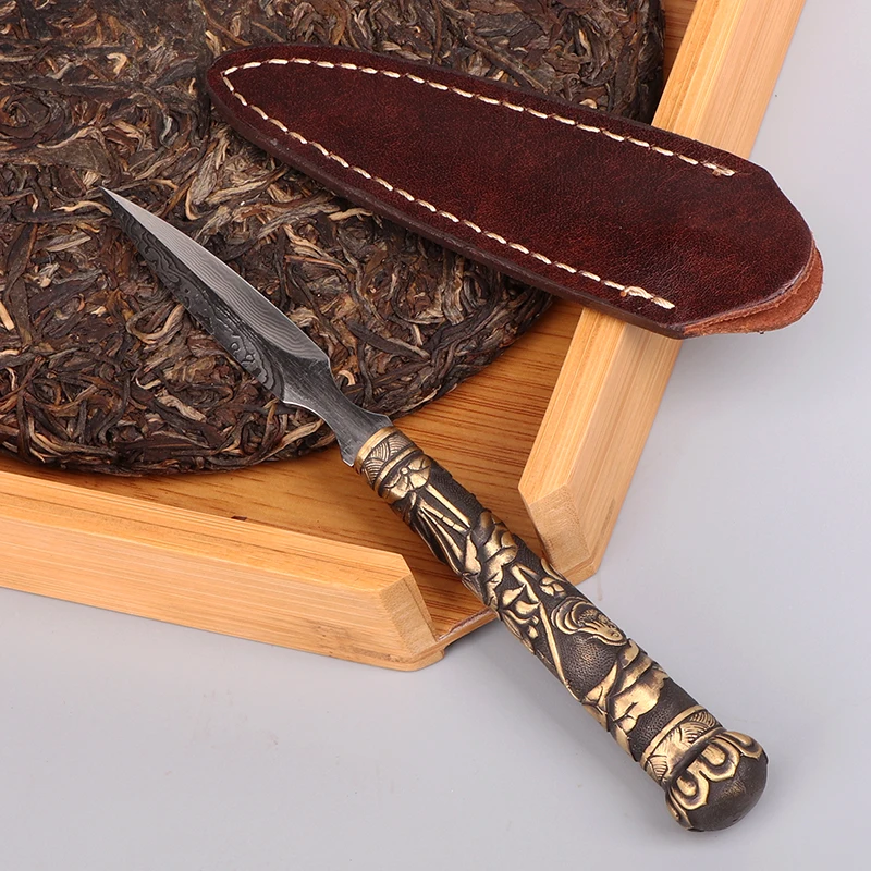 

Латунный нож для чая Puer, игла, китайская винтажная китайская чайная церемония кунг-фу, нож для чая ручной работы из нержавеющей стали, посуда для чая в стиле ре те Верде Чино