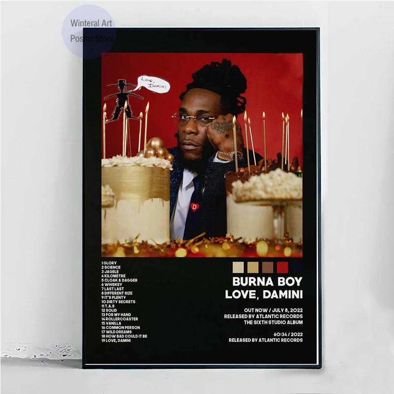 MT1300 Burna Boy Posters Love Damini Tracklist Music Album Wall Art Picture Canvas Painting Poster Prints Living Room Home Decor