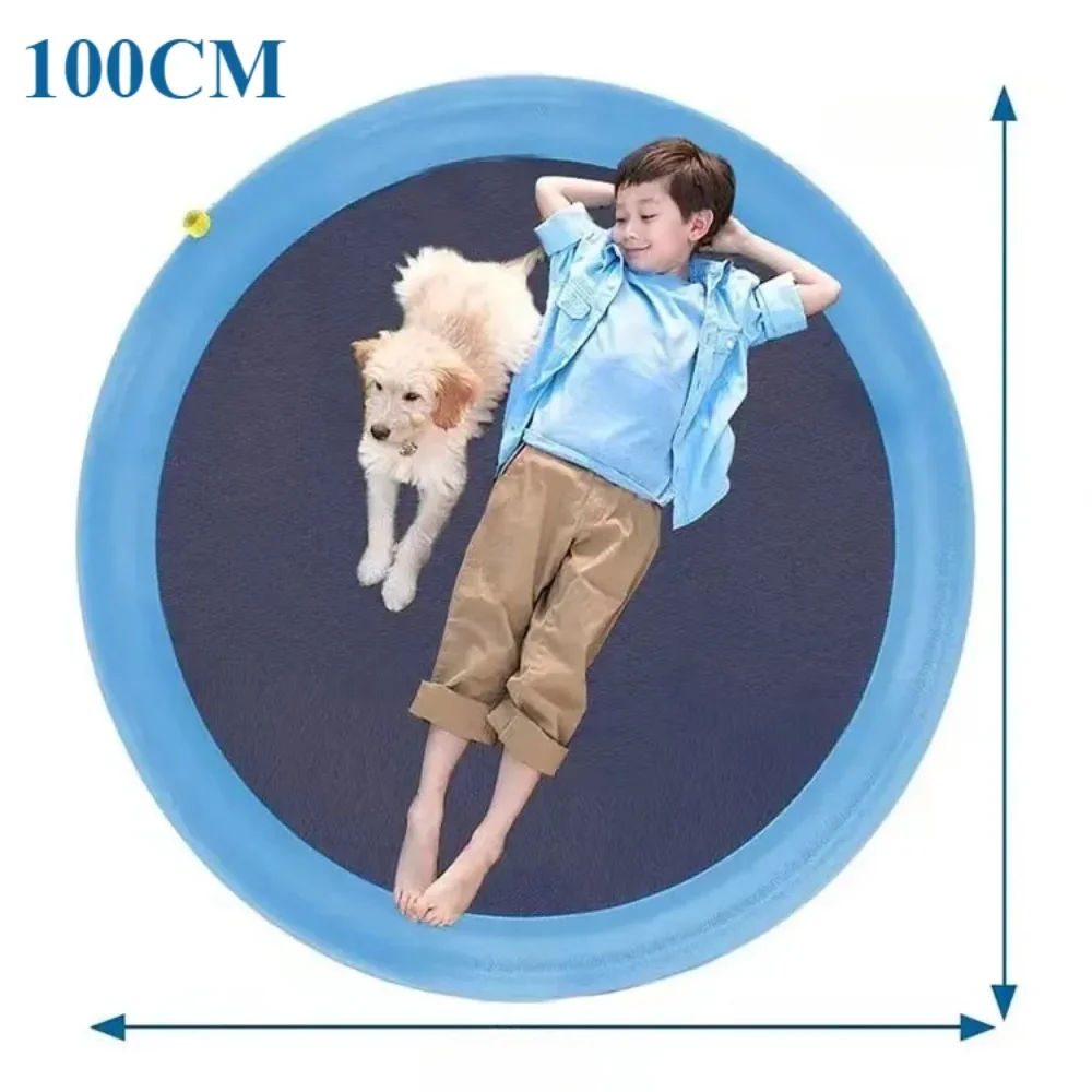 Pet Splash Pad com aspersor, piscina anti-derrapante para cães, esteira de água para crianças, brincadeiras ao ar livre, 100cm