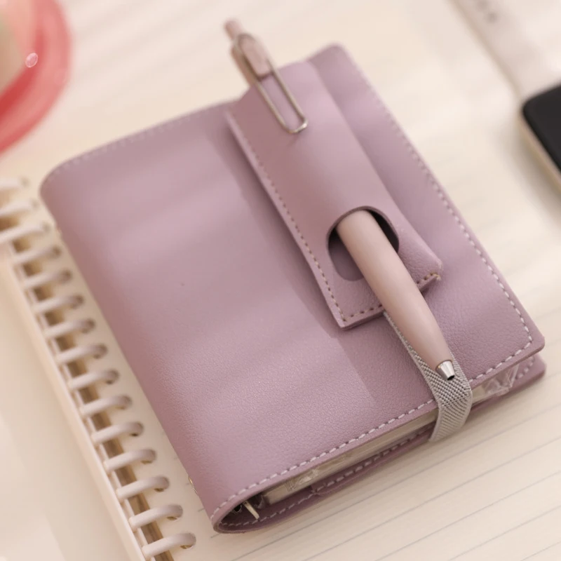 ソフトレザー 5 リングバインダー M5 ノートブックペンインサートコントラストかわいいカラー Pu ハンドブック 80 枚 Pagesr 学生学習プランナー