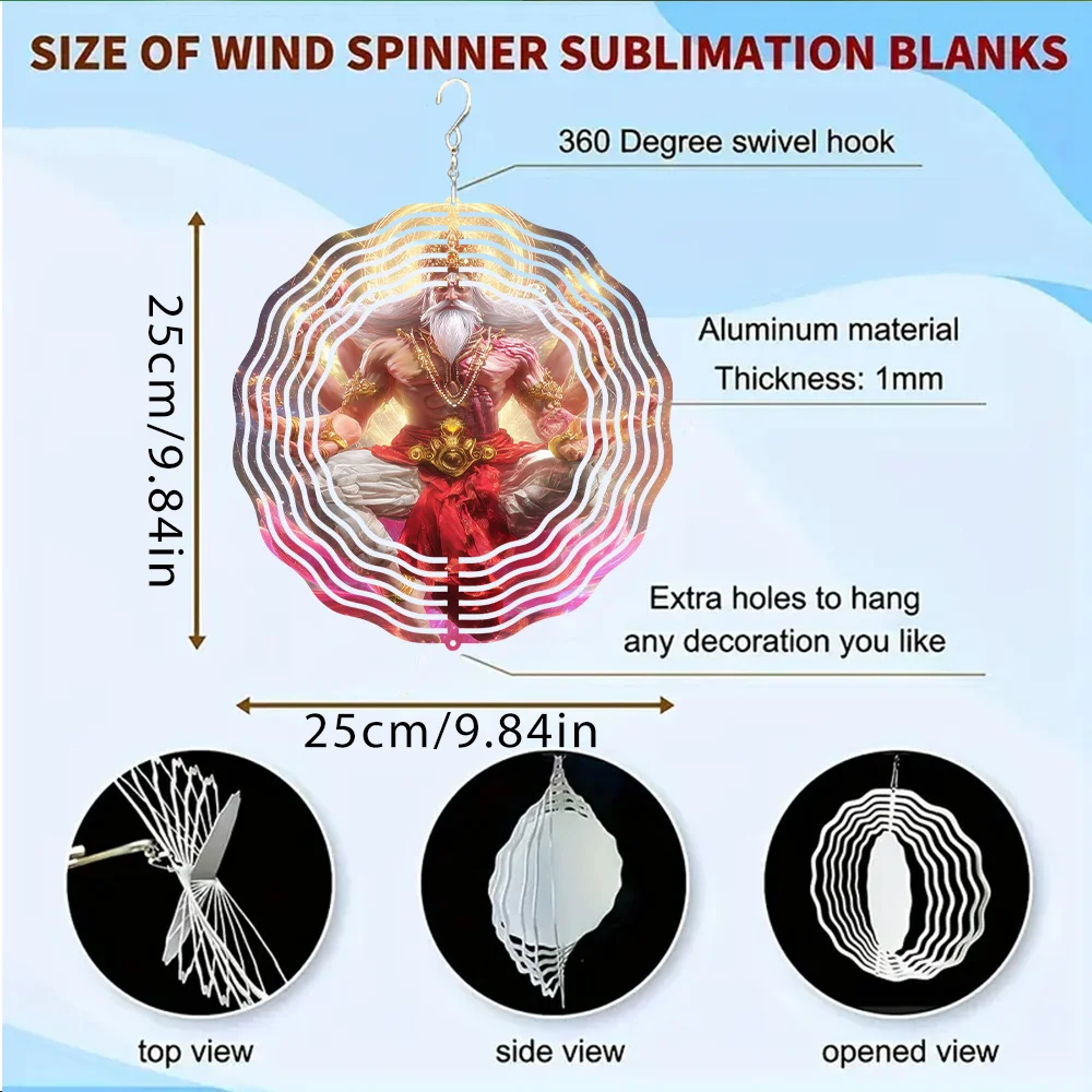 1pc Outdoor Rotating Windmill Ornament, Durable Metal 3D Spinning Wind Chime with 426° Swivel Hook for Dynamic Artistic Effect
