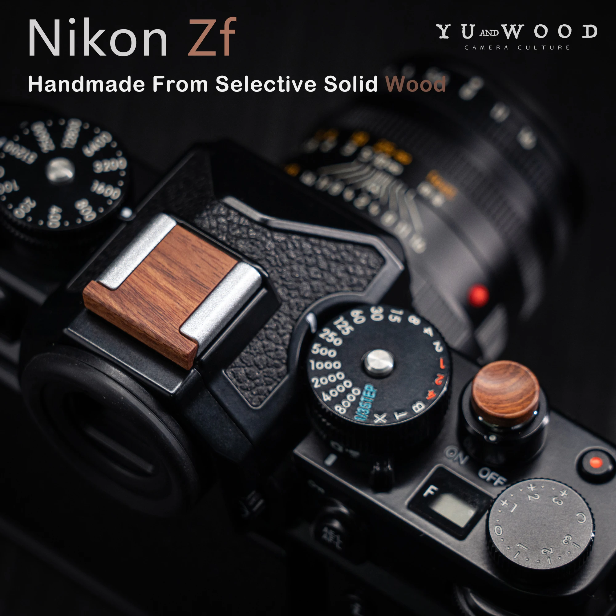Holz-Kamera-Hotshoe-Abdeckung mit Auslöseknopf-Set für Nikon Zf und Leica Dlux8 Kameras