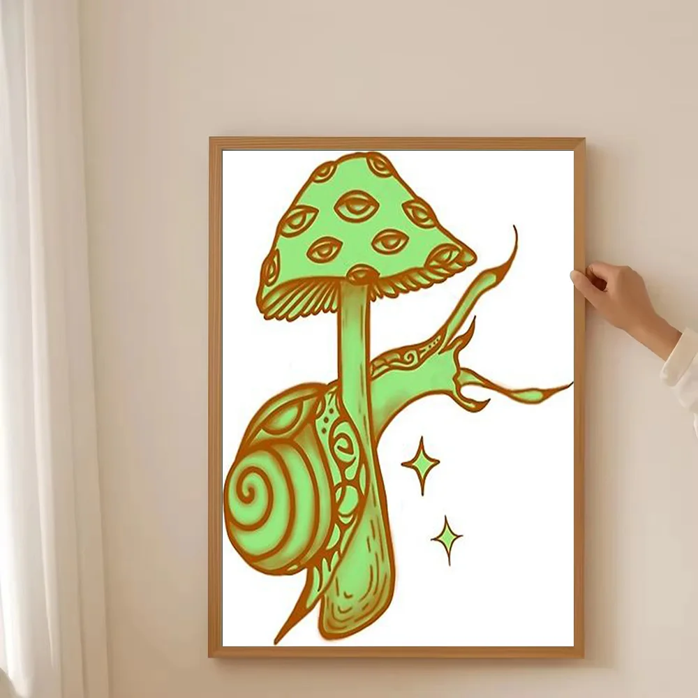 الفطر قماش جدار الفن مخدر ديكور غرفة تريبي الجمالية الطبيعة طباعة Cottagecore المشاعر ديكور المنزل هدية فريدة من نوعها تتجه #3