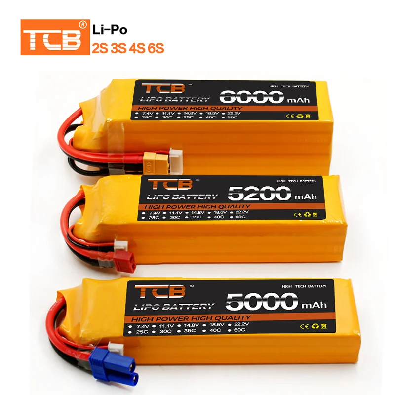 

TCB 2S 4S 6S Lipo Battery 11.1V 14.8V 22.2v 50C 60C 100C RC Lipo 1300 1500 2200mah 3300 4000mah 5000mah 6000mah 7000mah RC Parts