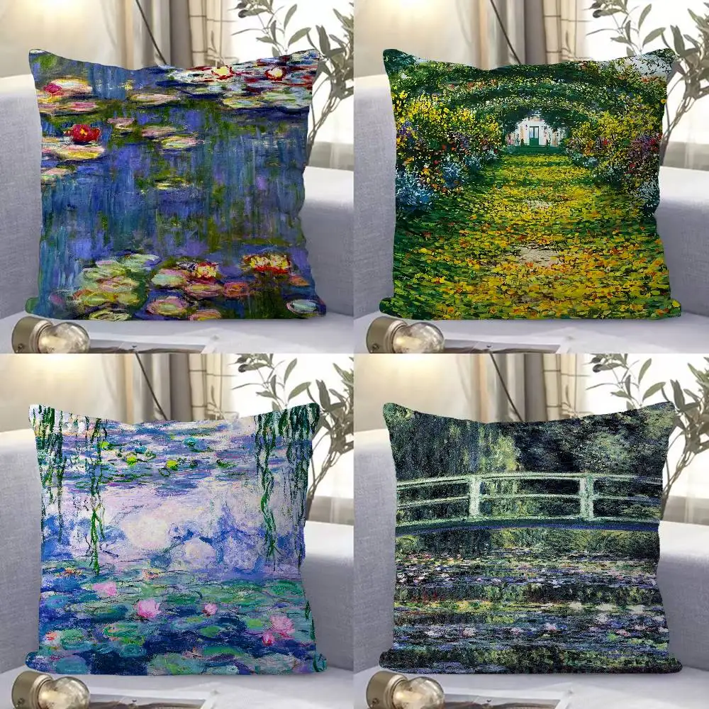 Claude Monet Painting Art Pillow Anime Pillow Sofa Bed Head Pillow Cover Cushion Cover 45x45 cm Fashion