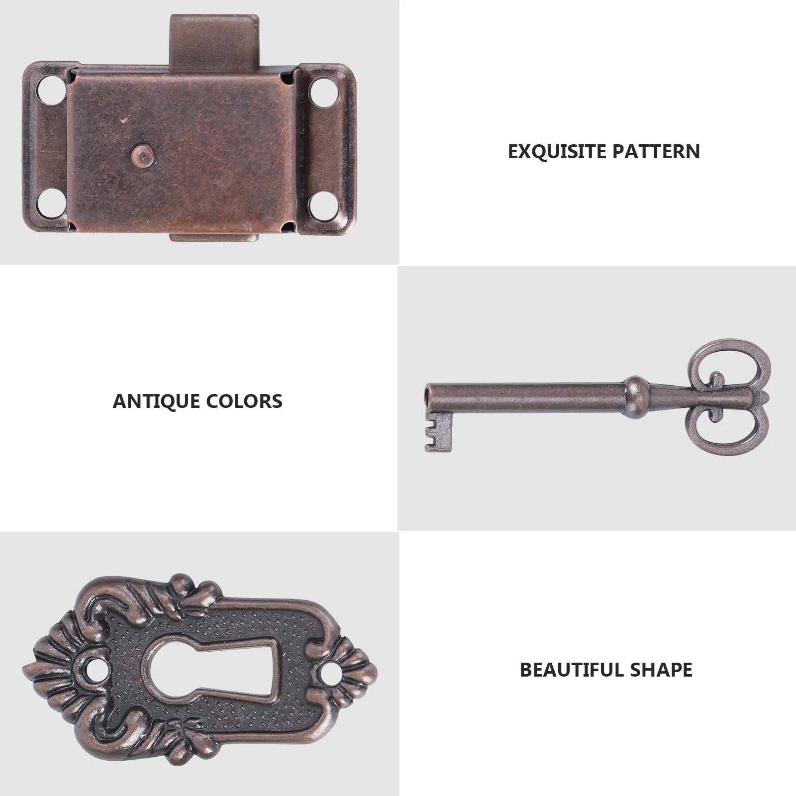 

2Pcs Wooden Gift Lock Jewelry Box Latches Durable Iron Material Exquisite Pattern Easy Install Vintage Tool Storage Box