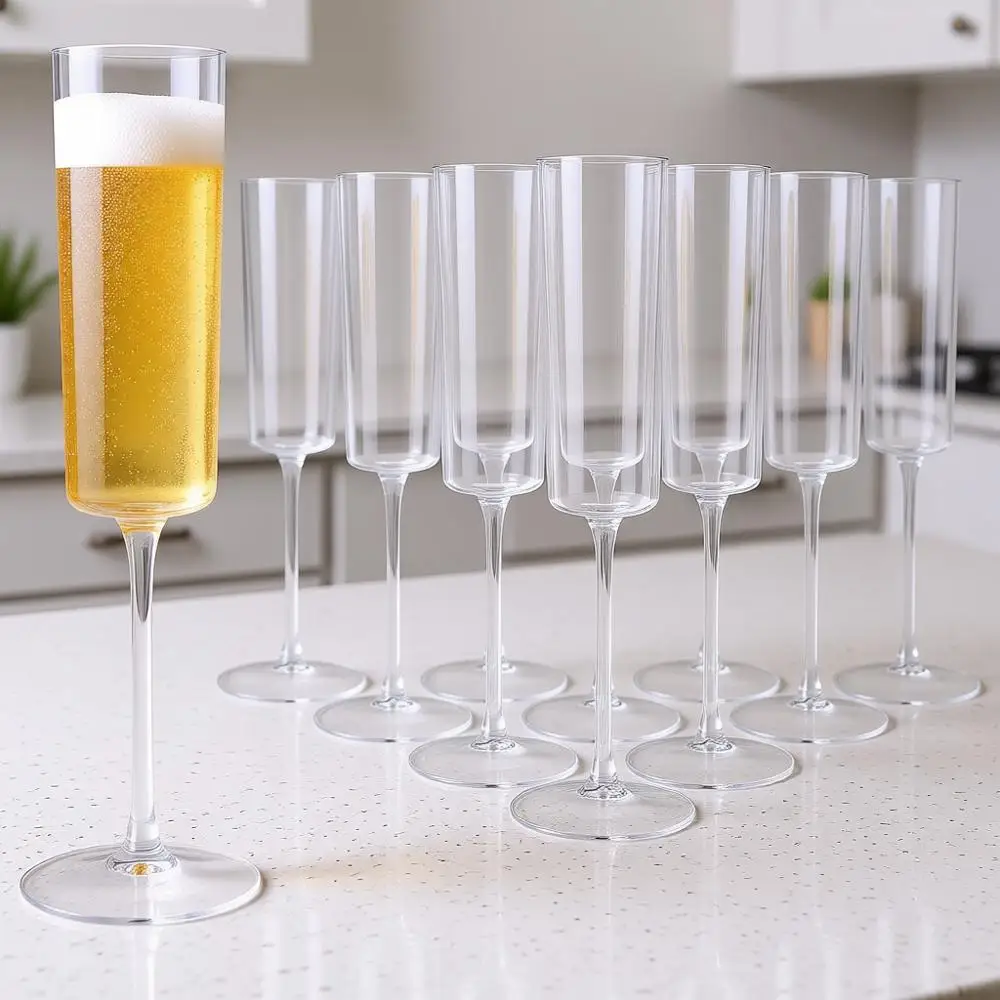 

Набор из 36 одноразовых бокалов для шампанского объемом 6 унций — квадратные прозрачные пластиковые бокалы для тостов на вечеринку, день рождения, годовщину, свадьбу